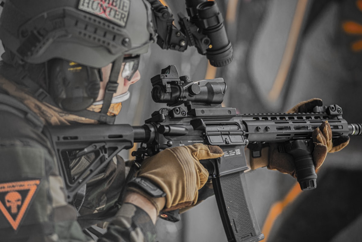 A shooter taking careful aim